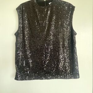 Calvin Klein Glittering Sleeveless Tee - black